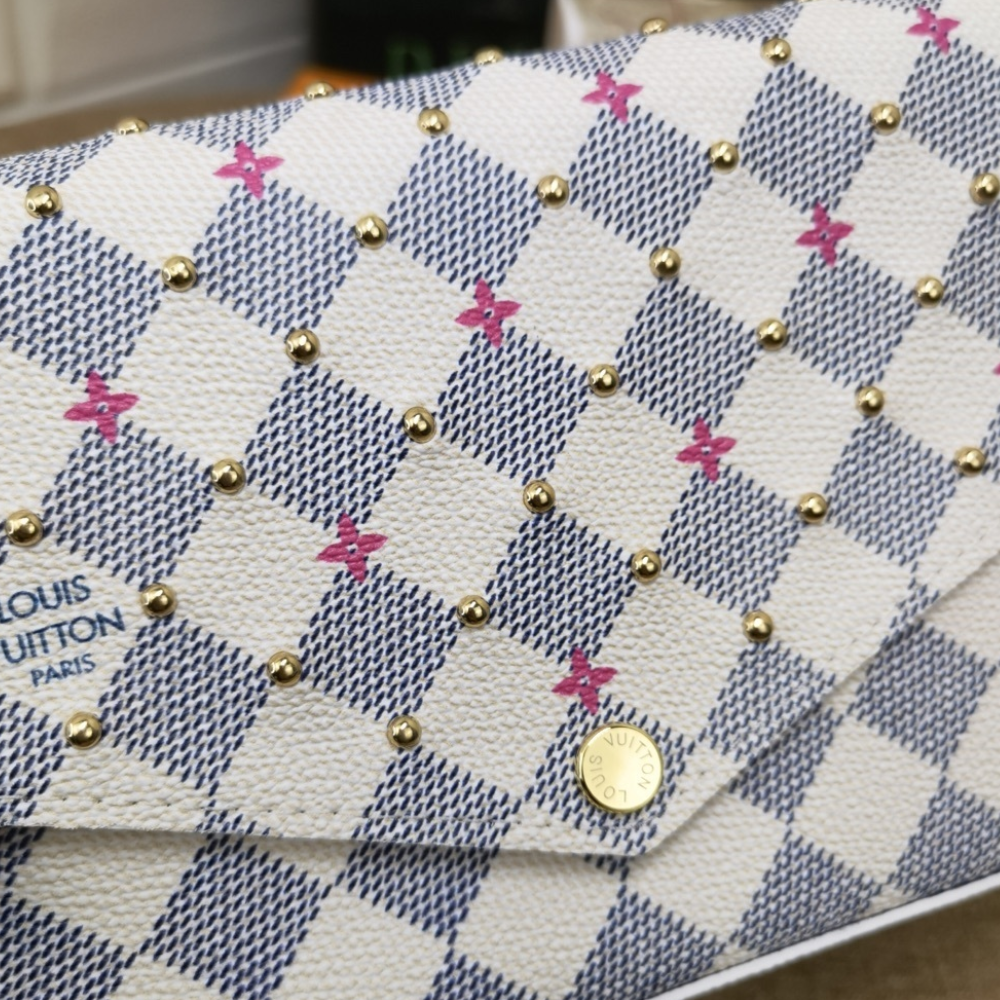 Louis Vuitton Pochette Félicie Damier Azur Fuchsia 8.3 Inches N64616